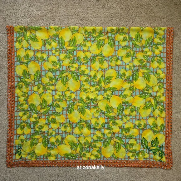 Calypso St. Barth Cotton Lemon Scarf Sarong Embroidered - Picture 9 of 11